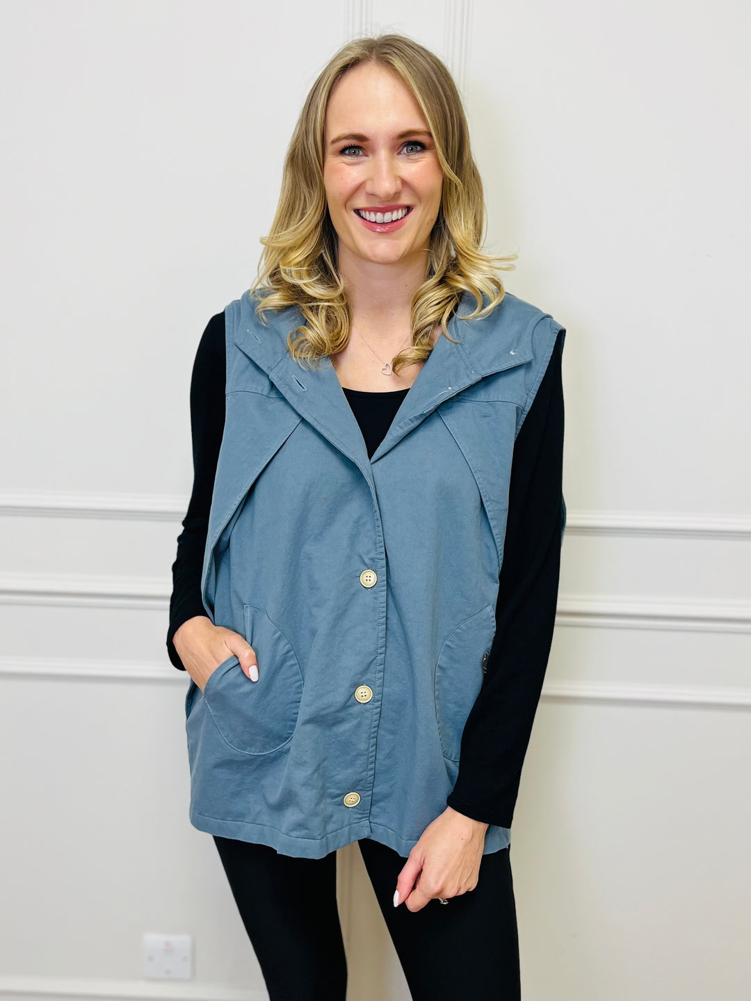 "DIXIE" Cotton Gilet-Denim