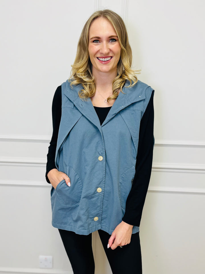 "DIXIE" Cotton Gilet-Denim