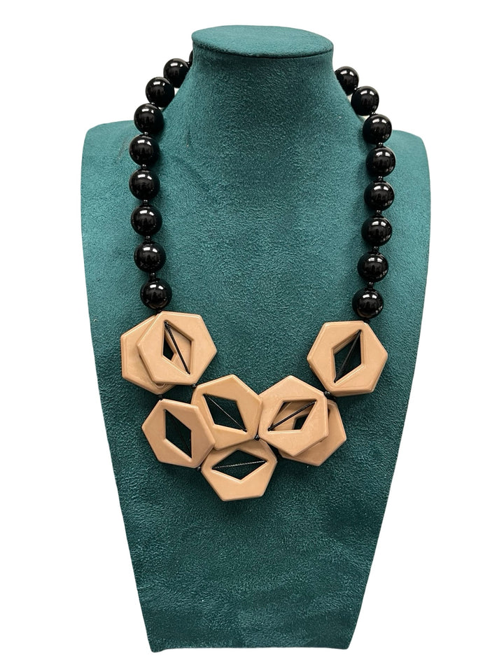 Tan & Black Short Statement Necklace