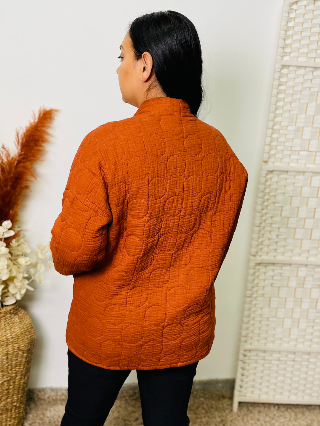 “HAYLEY" Quilted Jacket-Rust Orange