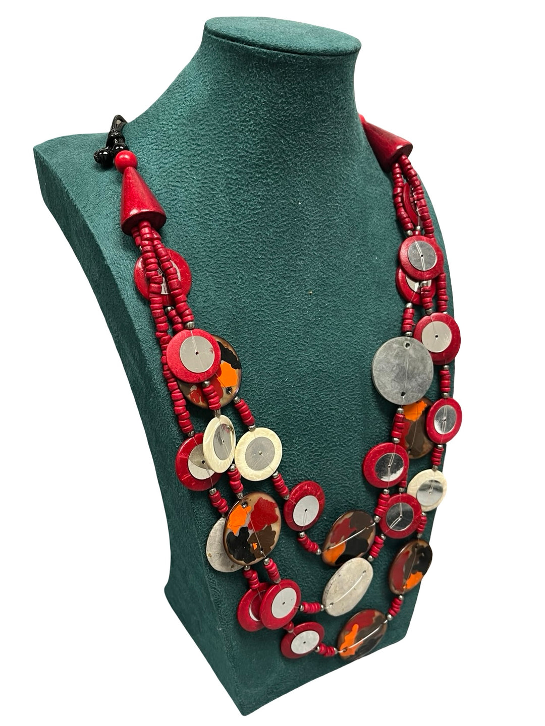 Short Statement Necklace-Red & Multicolour
