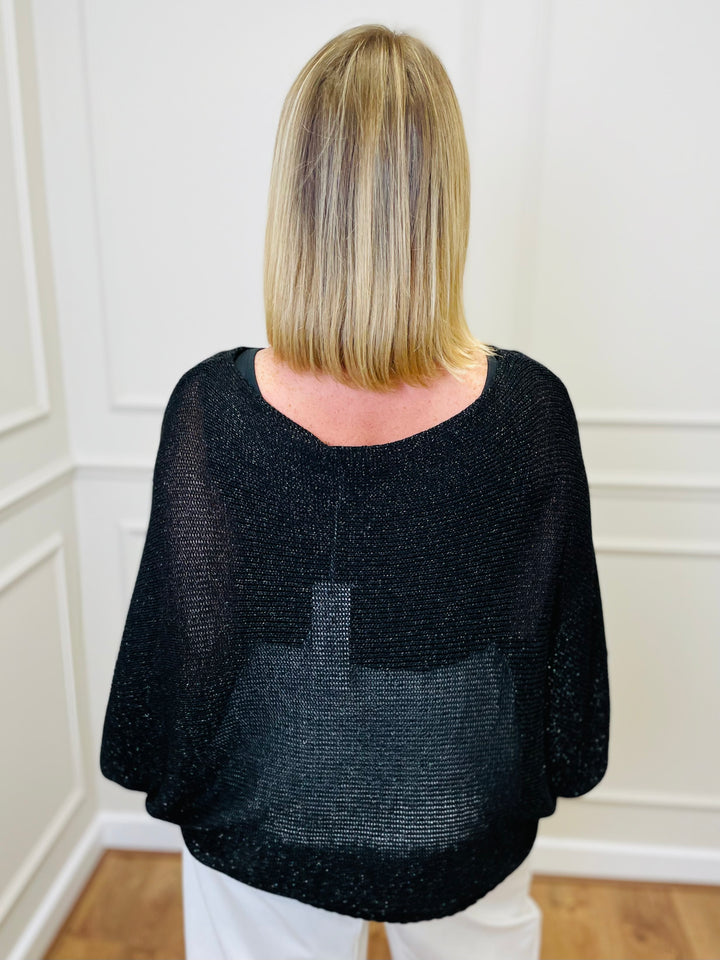 "VIVIAN" Crossover Fine Knit-Black