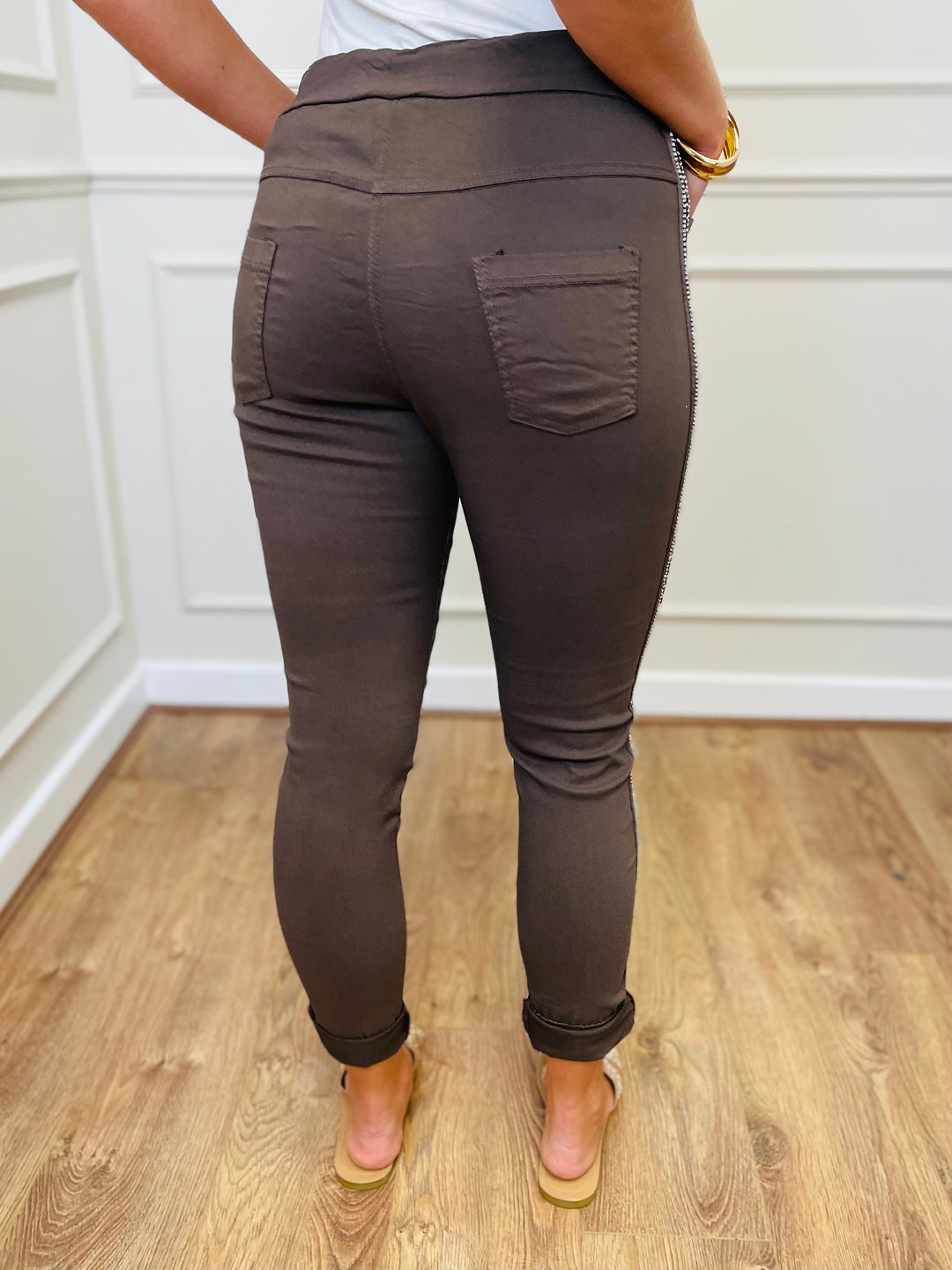 "CARMELA" Embellished MAGIC Trouser-Brown