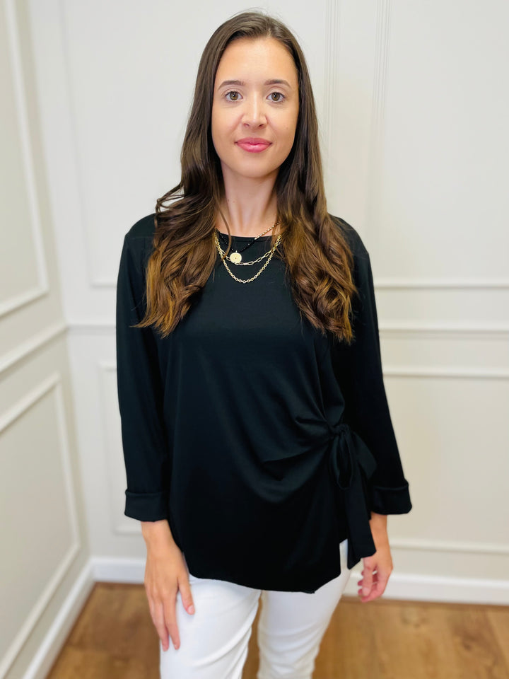 "AMARA" Side Tie Top-Black