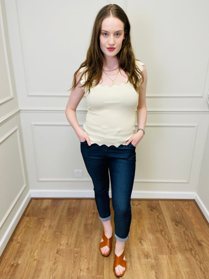 "CARLY" Vest Blouse-Cream