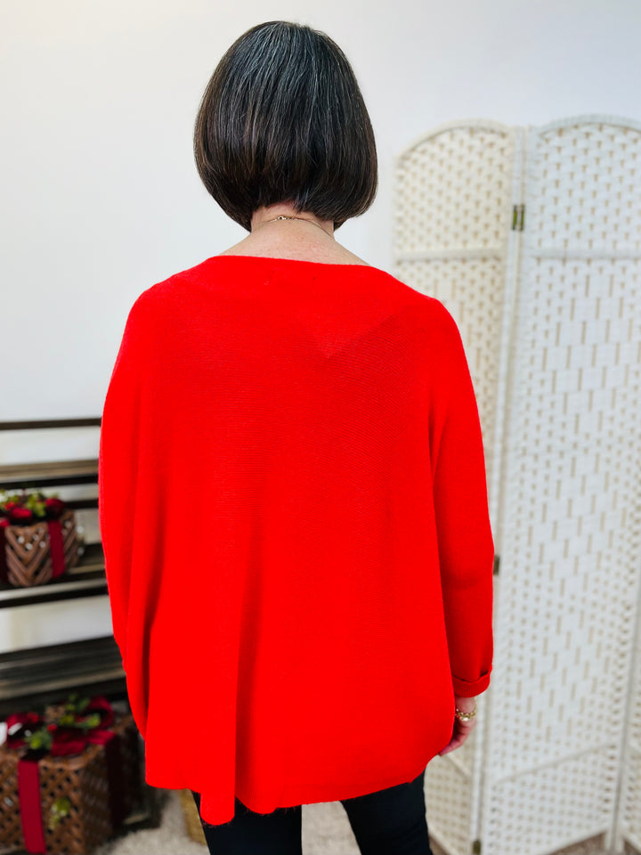 "STELLA" Soft Fine Knit Top-Orange