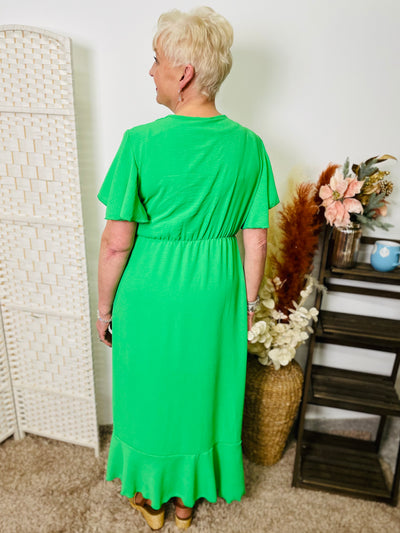 "MILA" Wrap Dress-Emerald Green