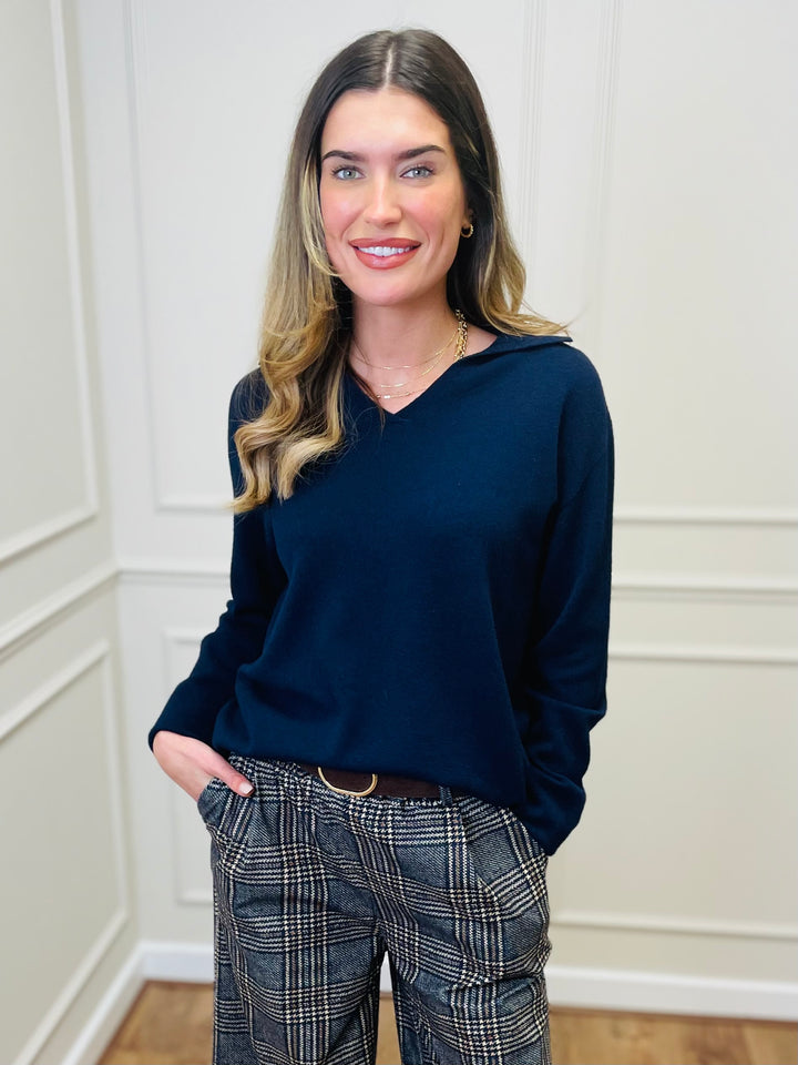 "NIKO" LUXURY Fine Knit Jumper-Navy