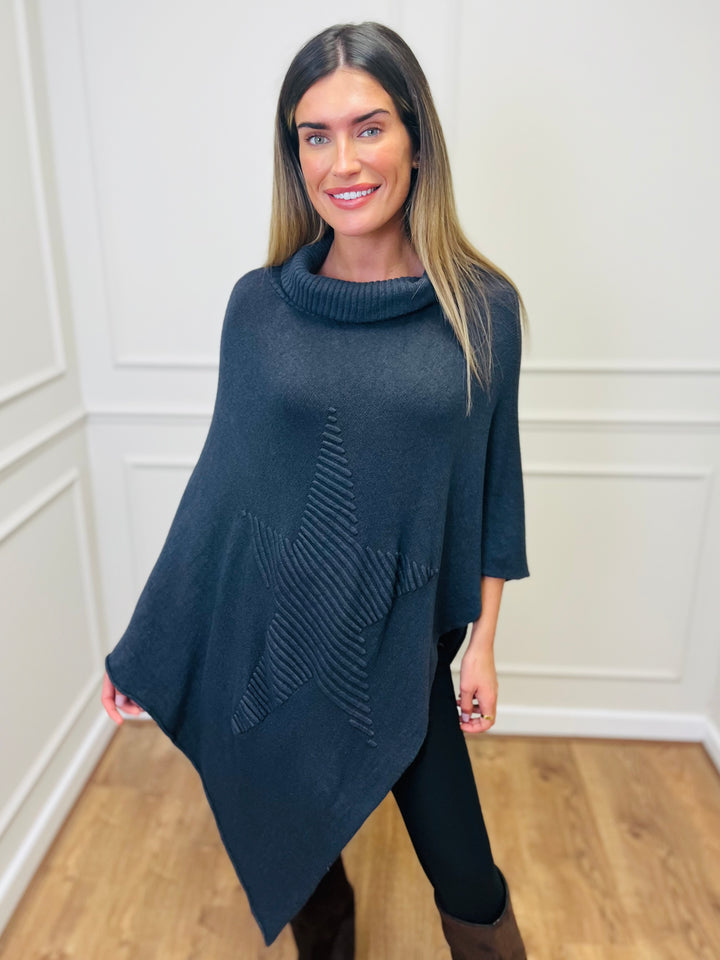 "STARR" Asymmetric Poncho-Grey