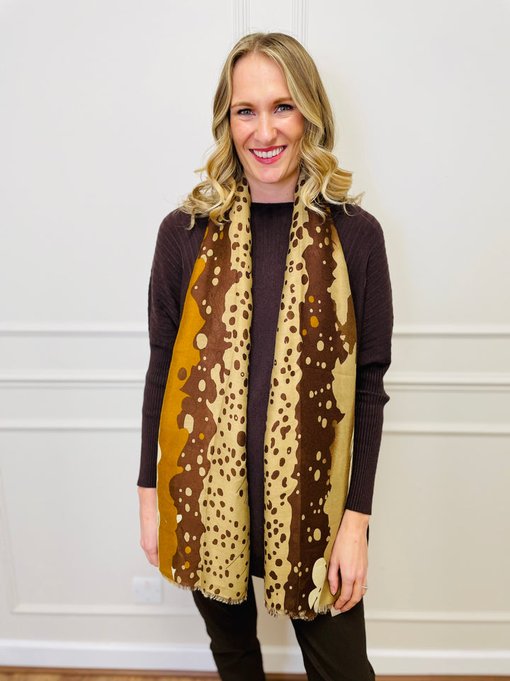 No.116 Animal Print Scarf-Camel & Brown