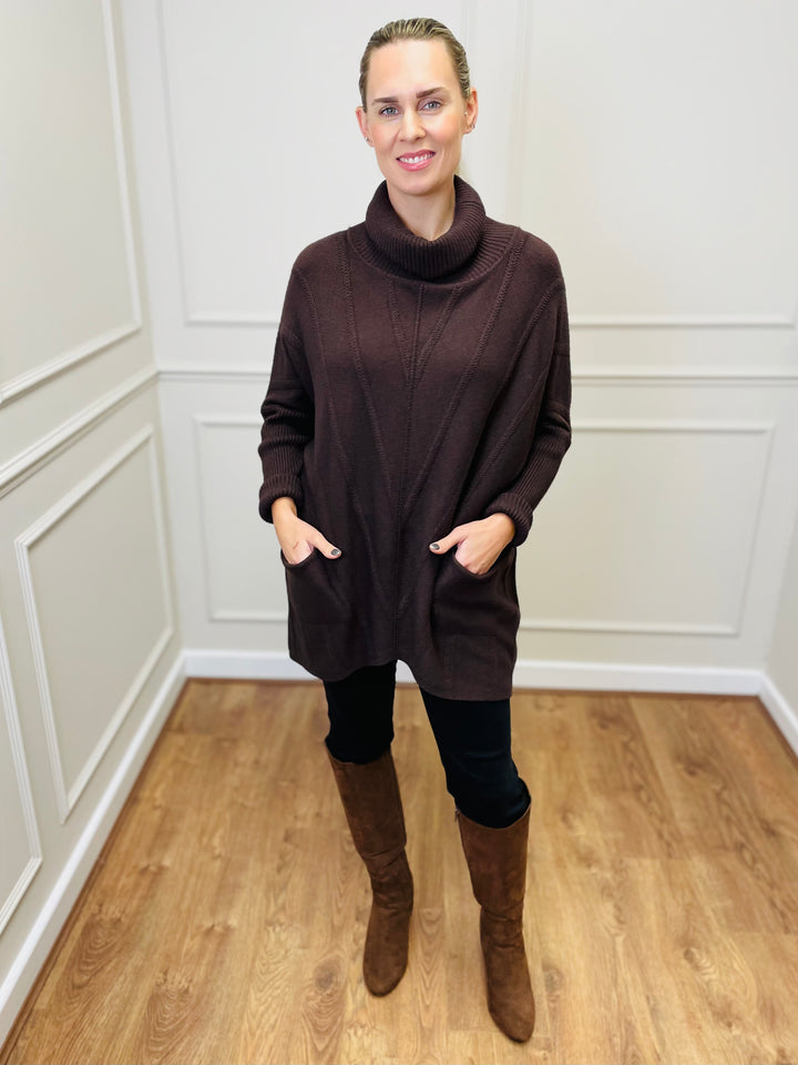 "GRACE" Knitted Jumper-Brown