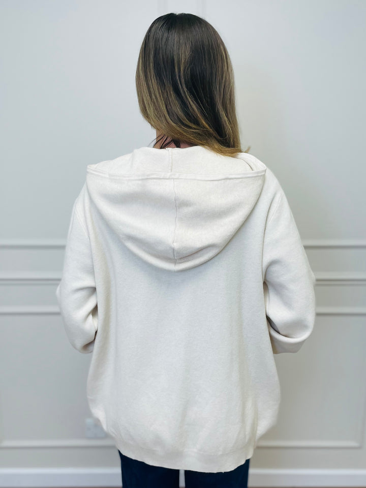 "KYLIE" Knitted Hoodie-Cream