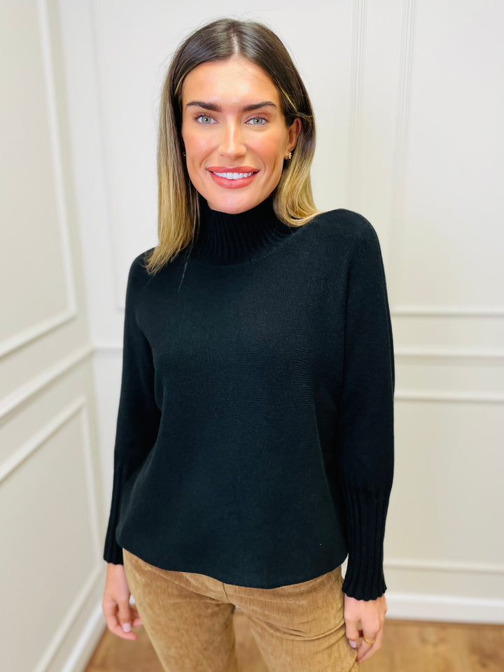 "AMANDA" Roll Neck Jumper-Black