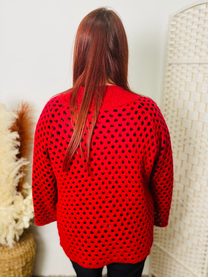 “DANIELA" Fine Knit Jumper-Red