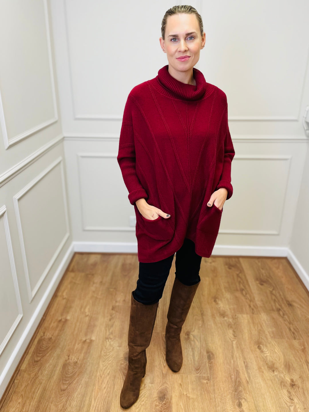 "GRACE" Knitted Jumper-Burgundy