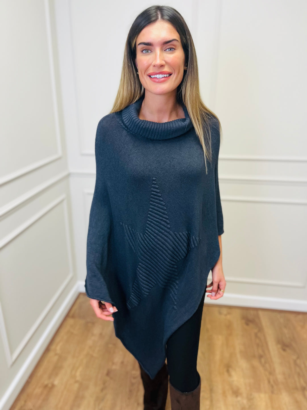 "STARR" Asymmetric Poncho-Grey