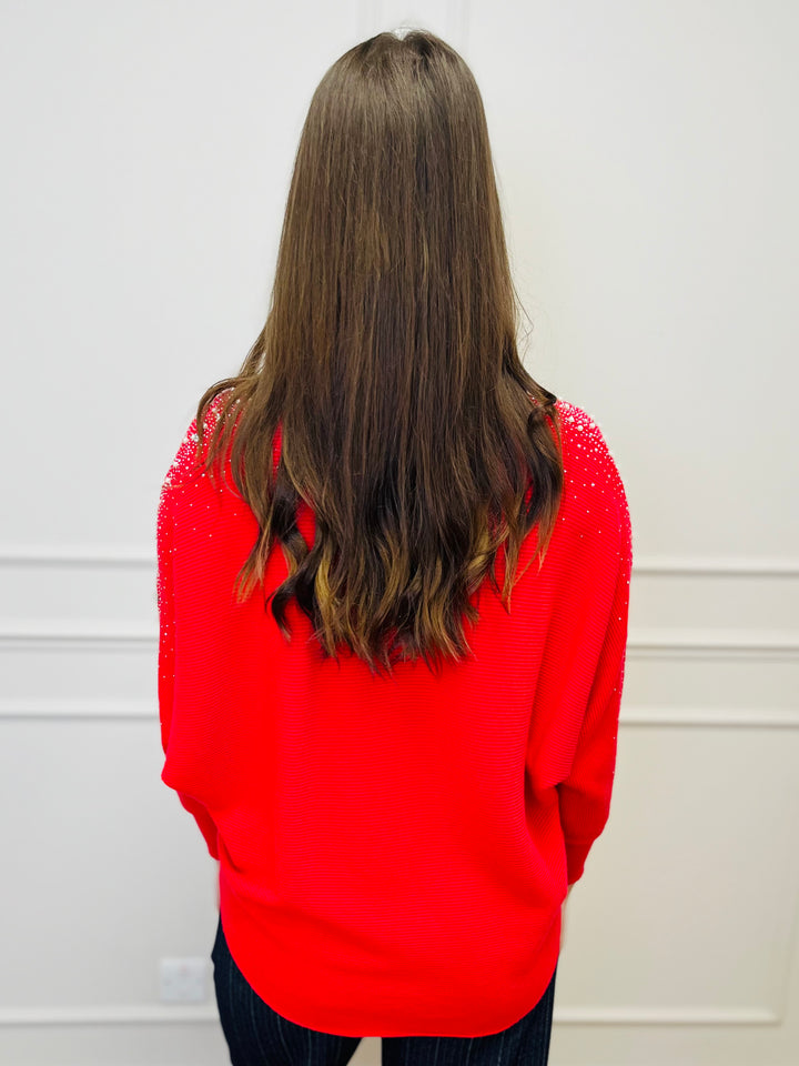 "MAYA" Pearl Jumper-Red