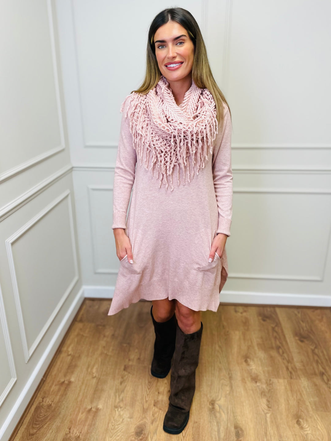 "OLIVIA" Knitted Dress-Pink