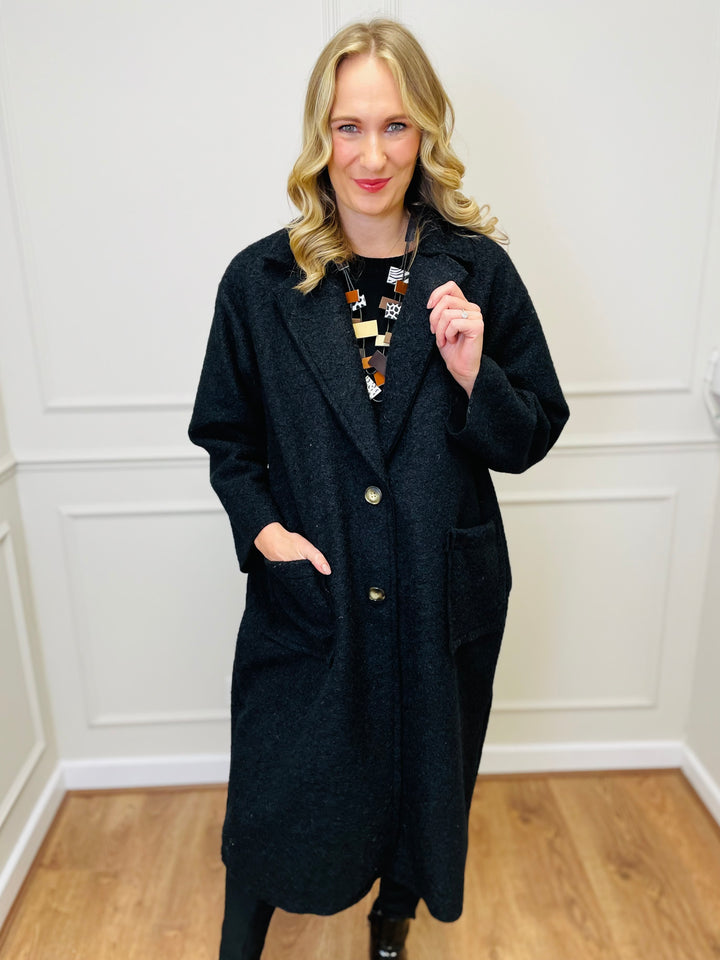 "JOSEPHINE" Longline Coat-Black