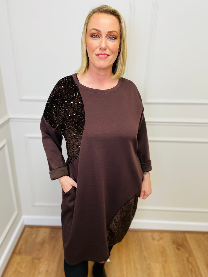 "LUISA" Sparkle Tunic-Brown