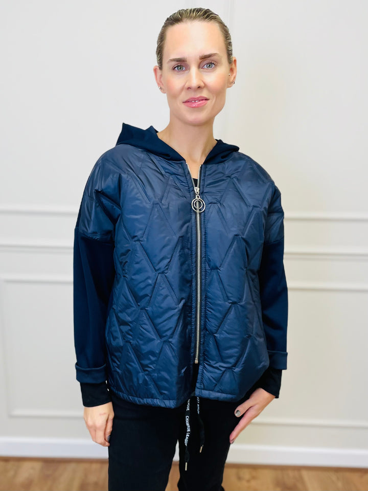 "BONNIE" Quilted Jacket-Navy