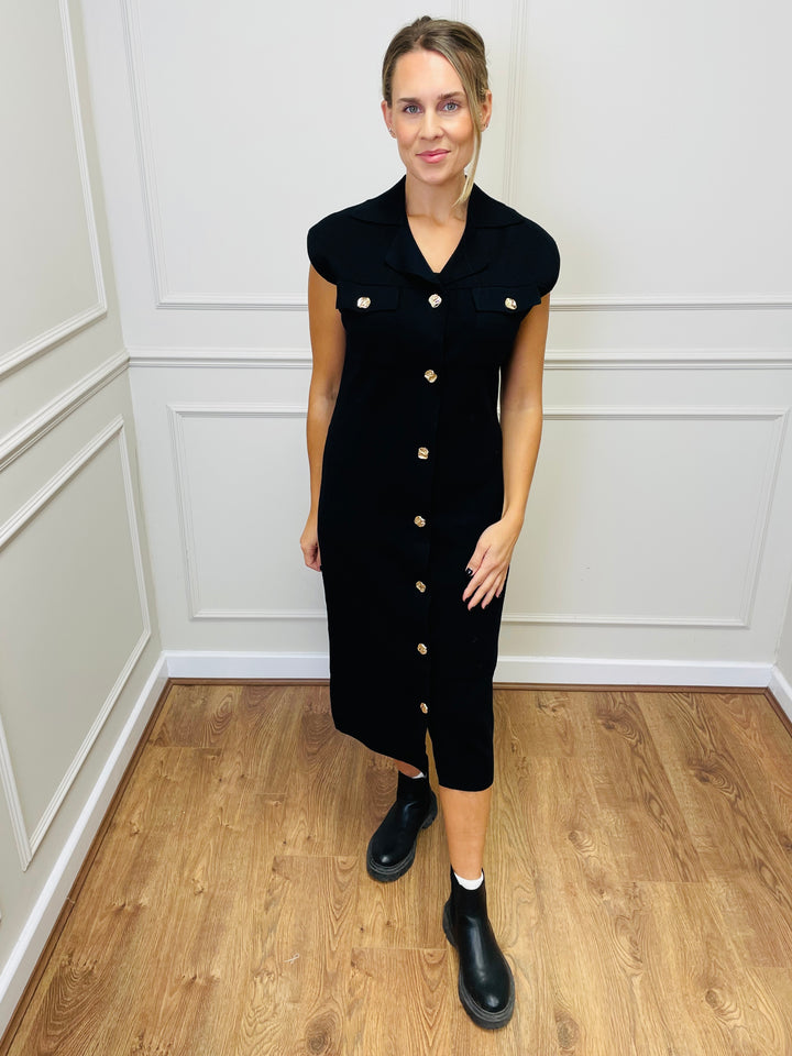 "CRYSTAL" Sleeveless Dress-Black