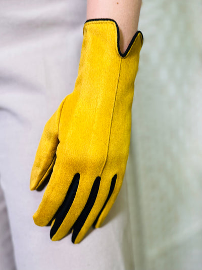 Two Toned Gloves-Mustard & Black