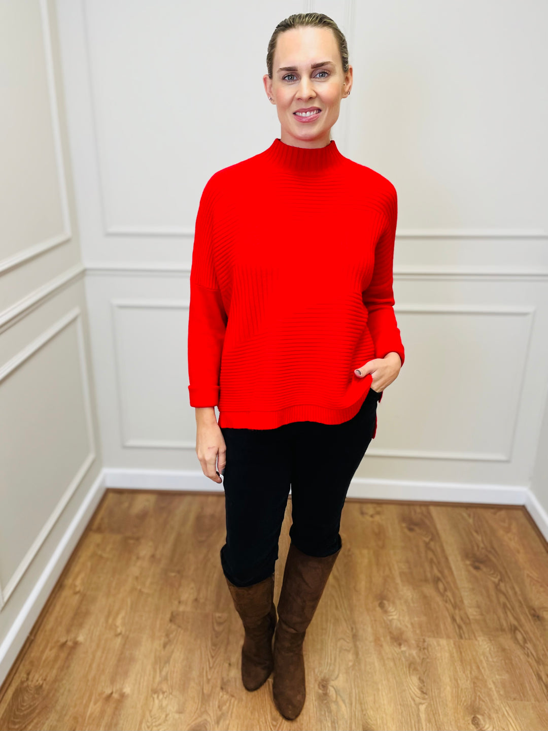 "LULU" Knitted Jumper-Red