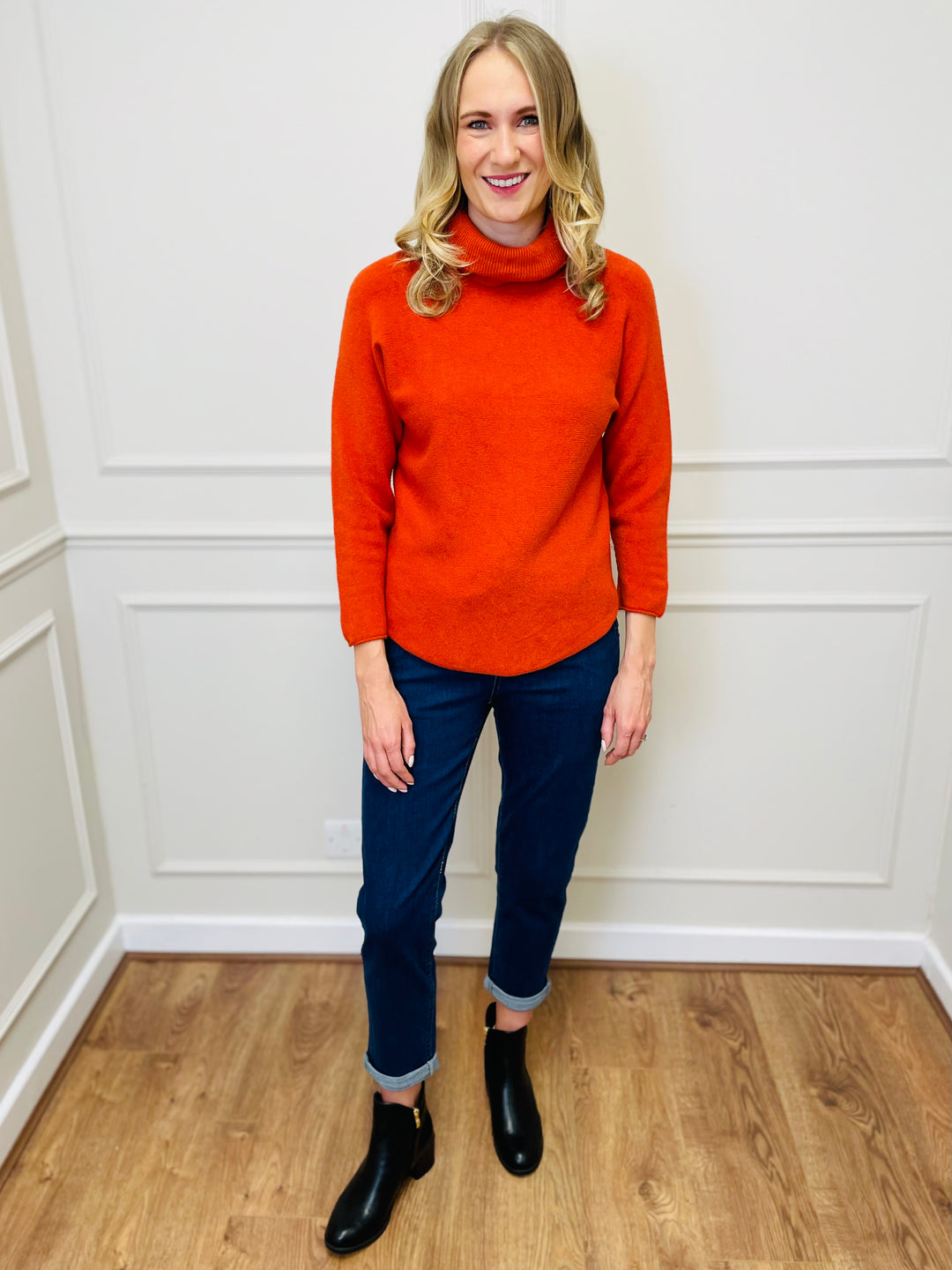 "MANDY" Roll Neck Jumper-Orange