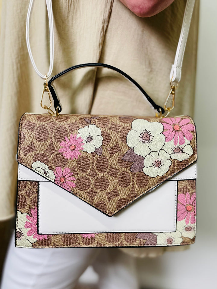 No.20 Designer Inspired Handbag-Brown & White