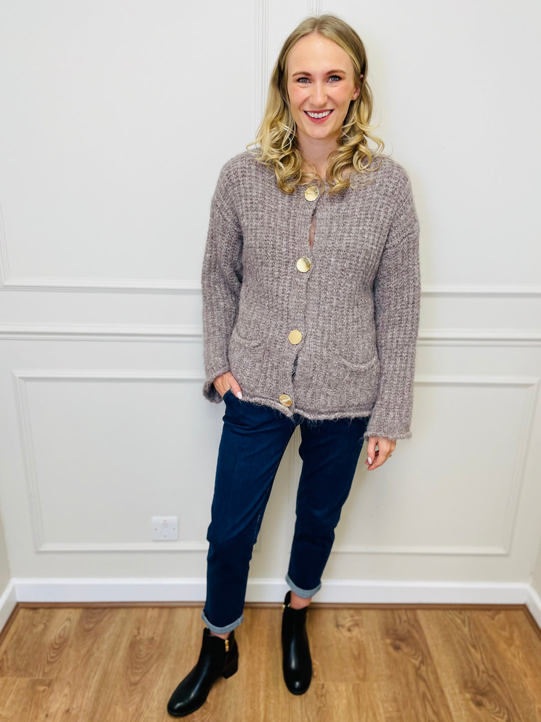 "KEILY” Chunky Knit Cardigan-Mocha