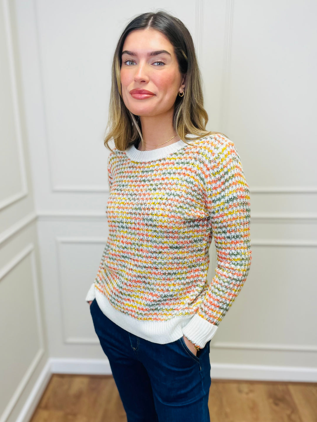 "ERIN" Textured Knit Jumper-Multicolour