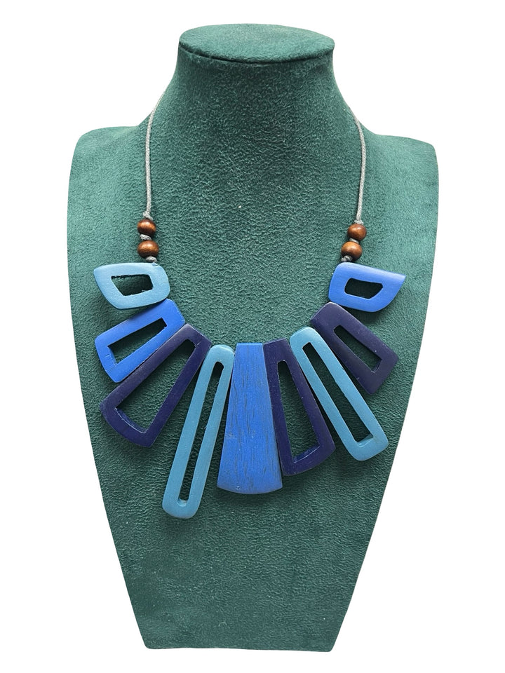Short Statement Necklace-Blue
