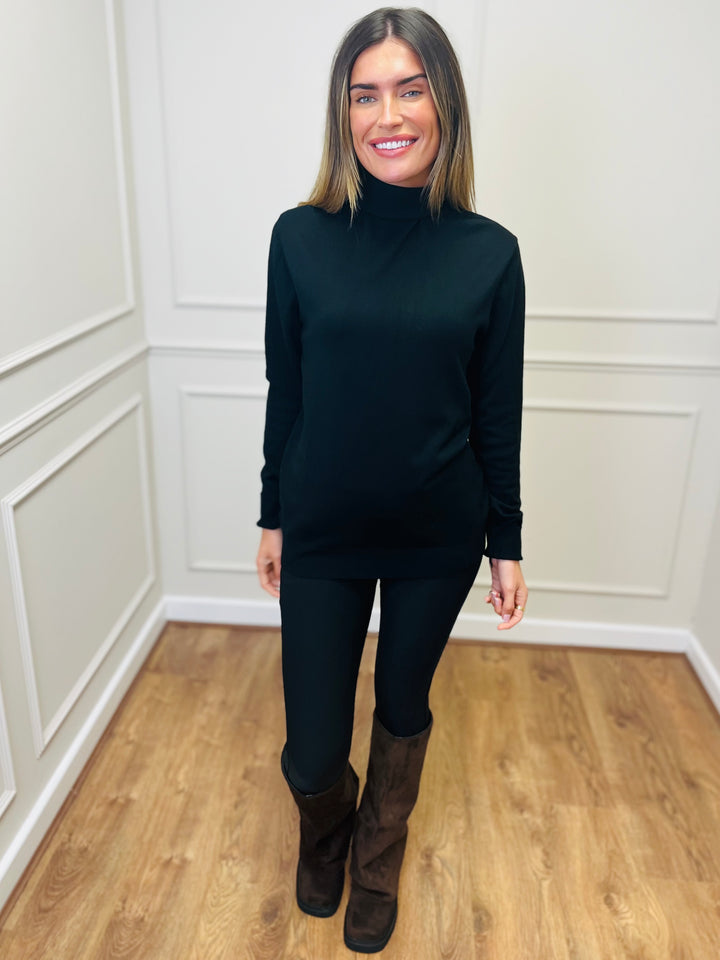 "ROBIN" Polo Neck-Black