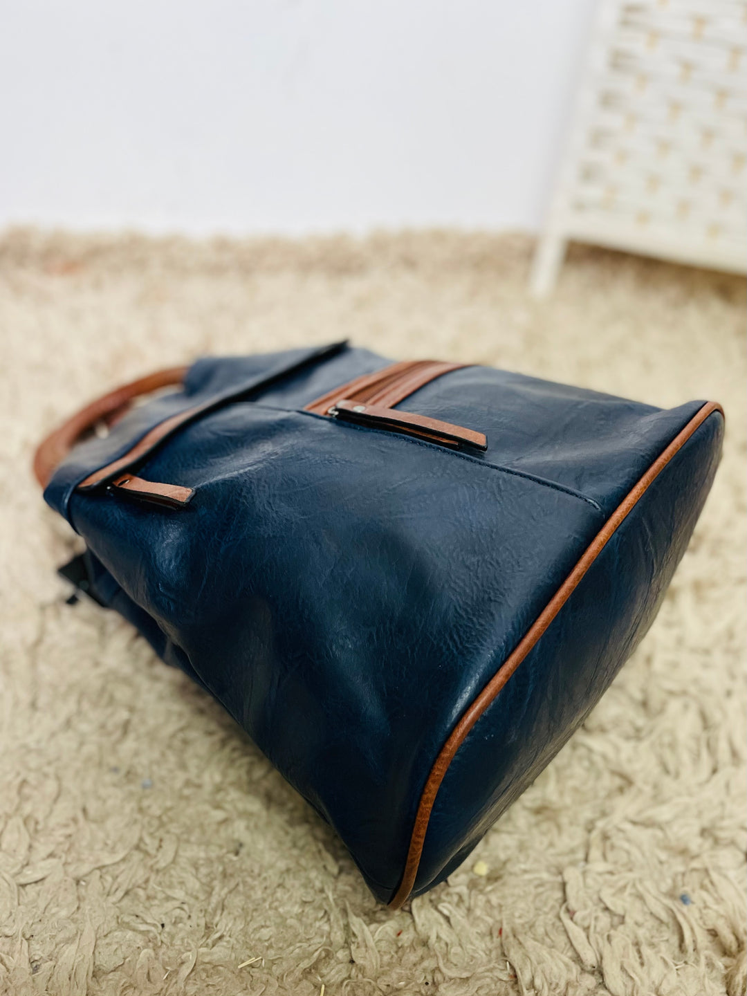 "BERNY" Rucksack-Navy & Tan