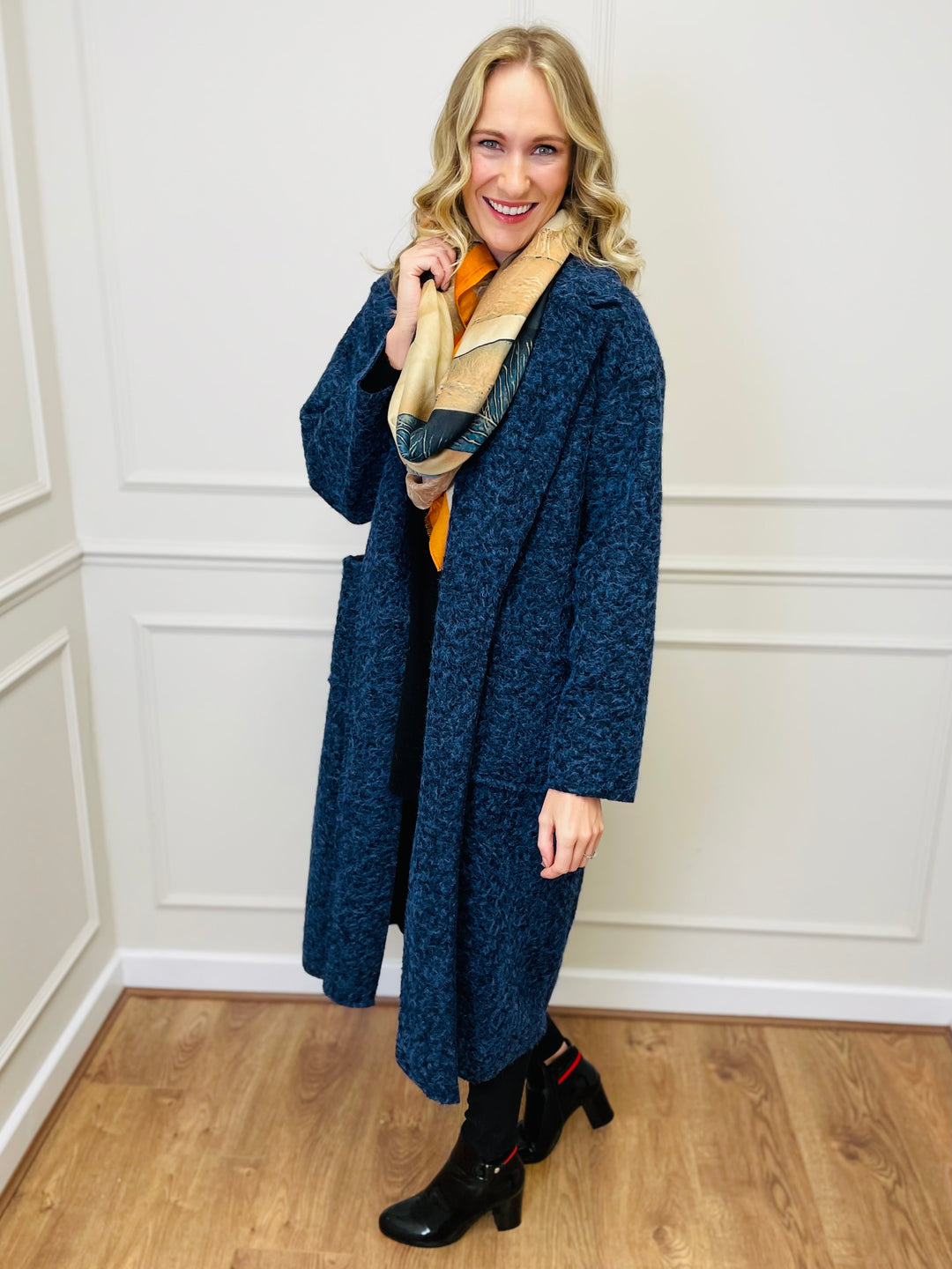 "JOSEPHINE" Longline Coat-Navy