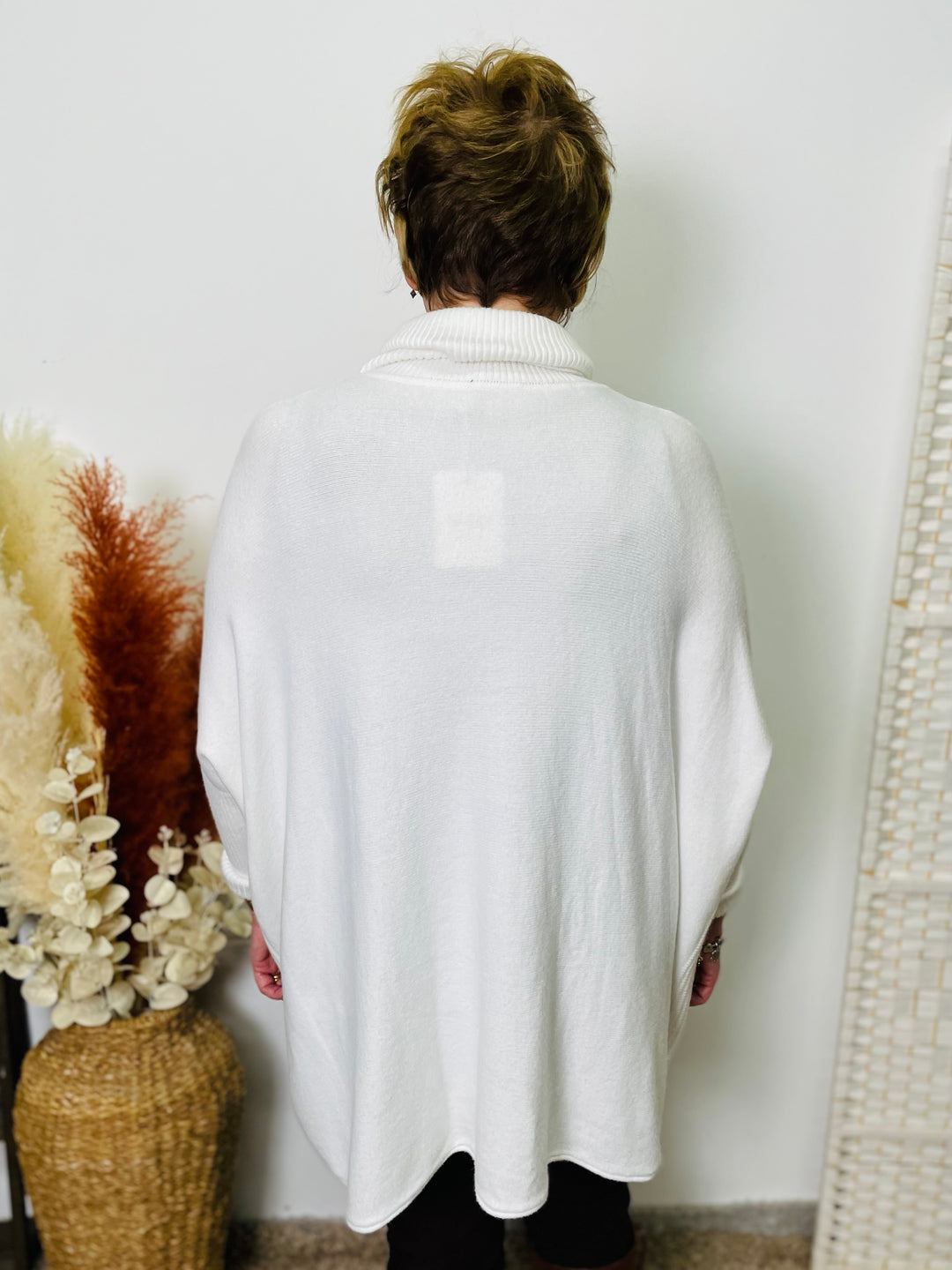 "INDIANA" Roll Neck Jumper-White