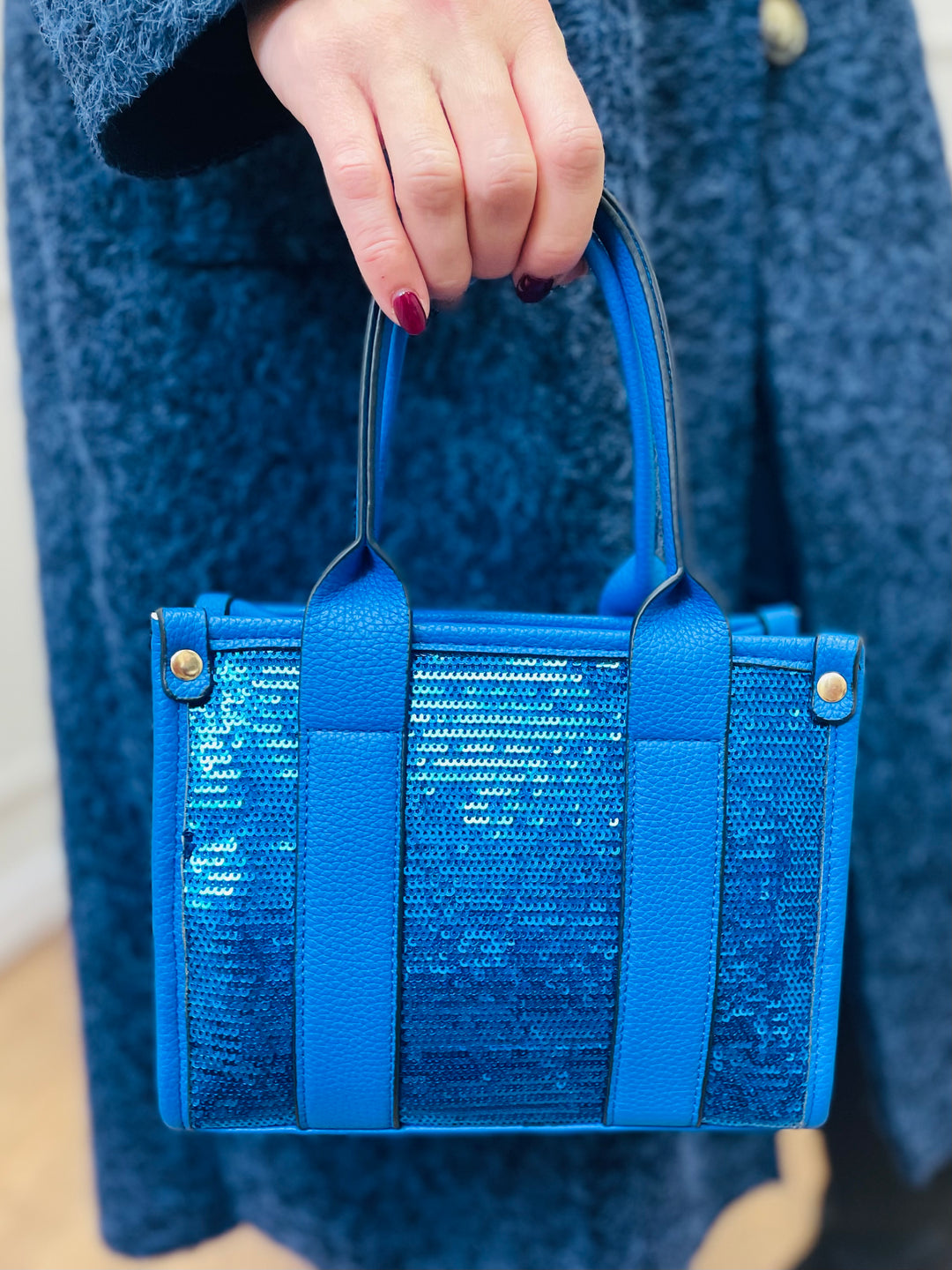 No.79 Mini Sequin Tote Bag-Blue