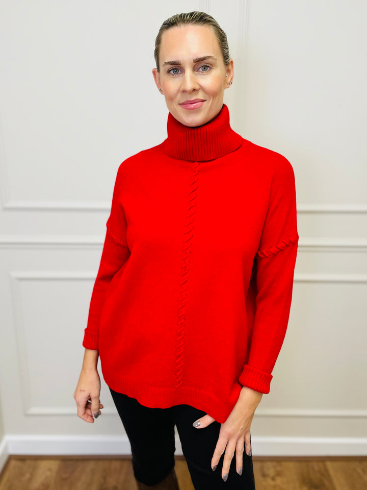 "OLIVIA" Knitted Jumper-Red