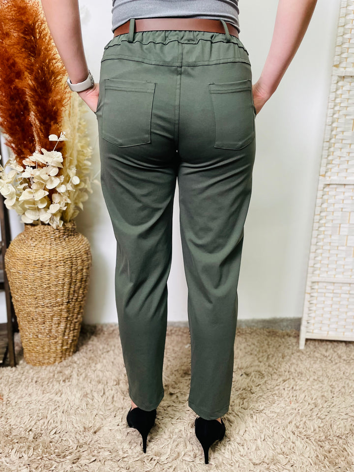 "GIANNA" Tapered Trousers-Green