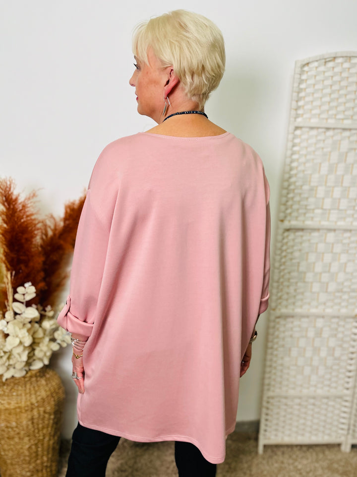 "NANCY" Long Sleeve Tunic-Blush Pink