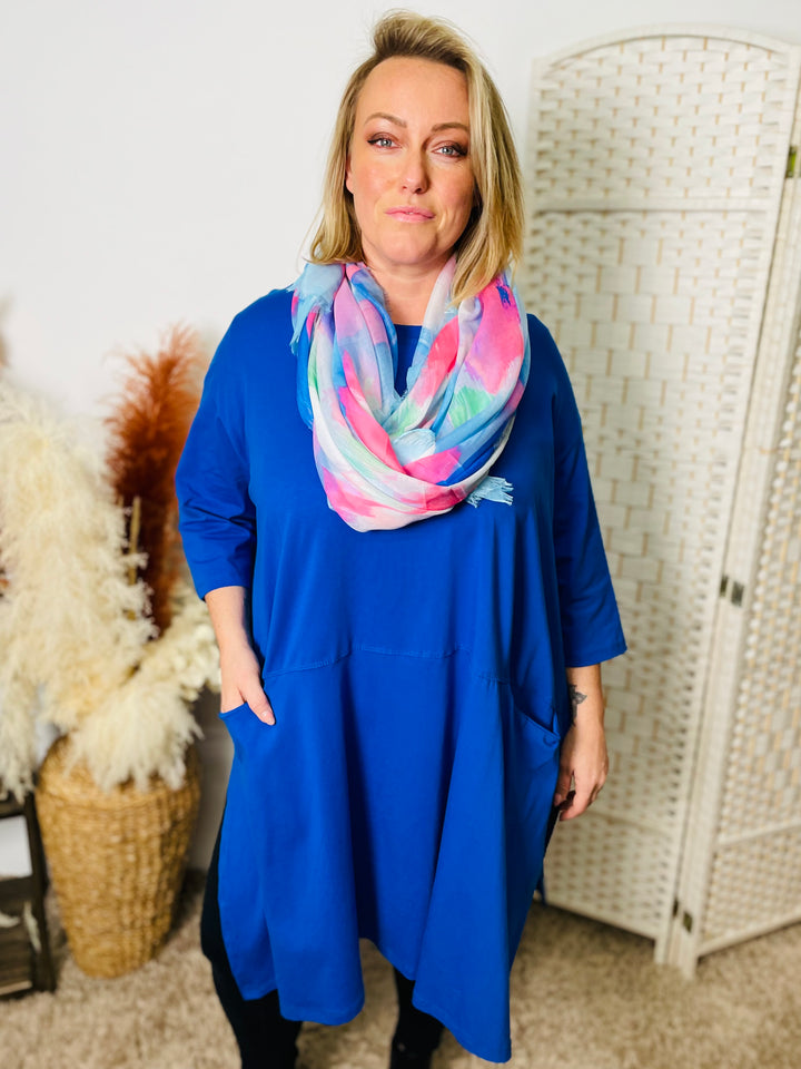 "JAY" Jersey Oversized Tunic-Royal Blue