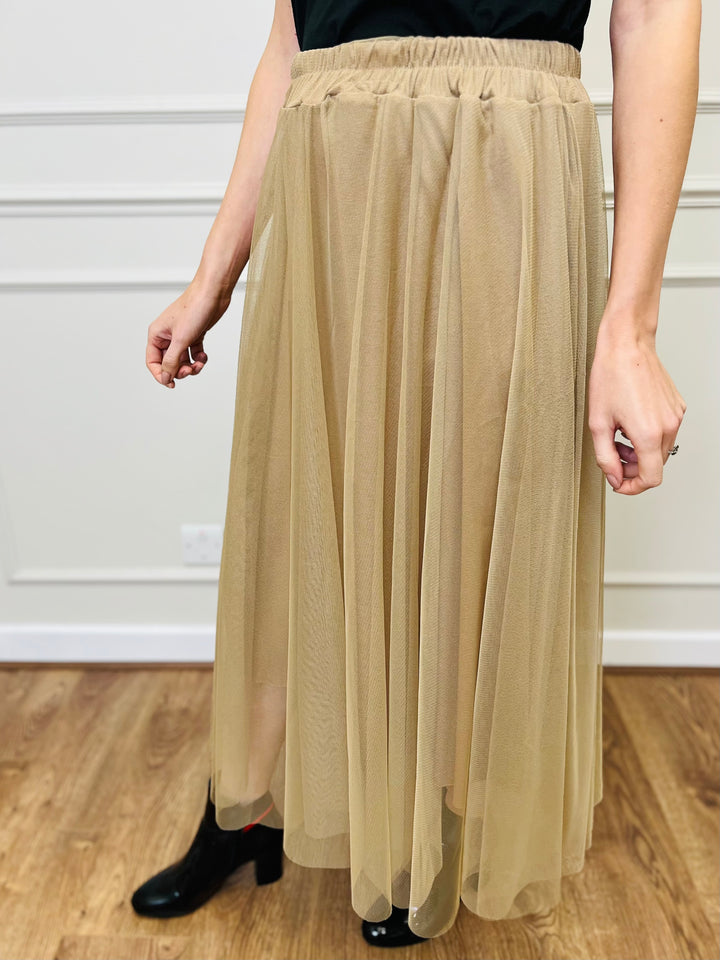 "IZZY" Tulle Skirt-Tan