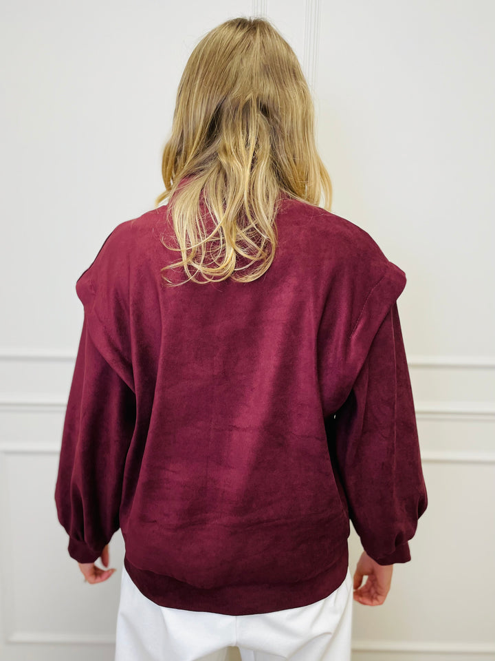 "BEATRICE" Half Zip Top-Wine