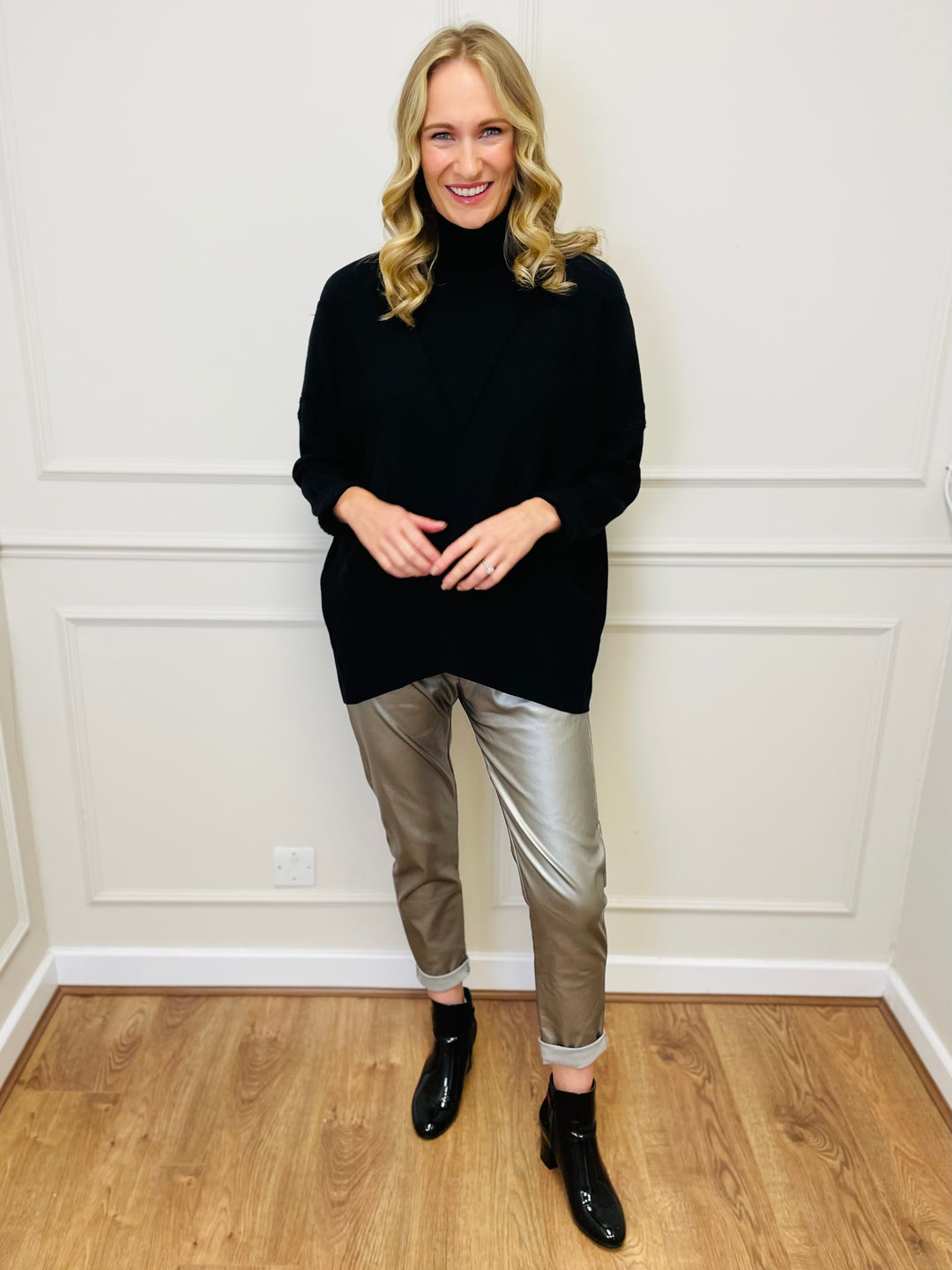 "BLAKE" Polo Neck Jumper-Black