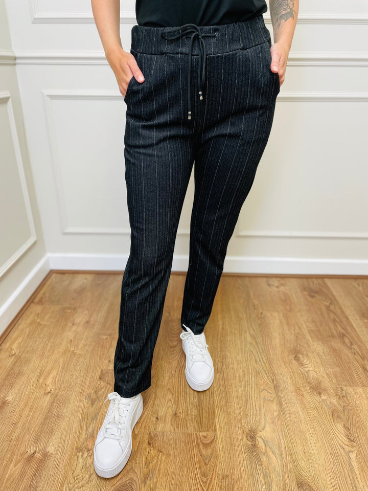"MICHELLE" Pinstripe Trouser-Black
