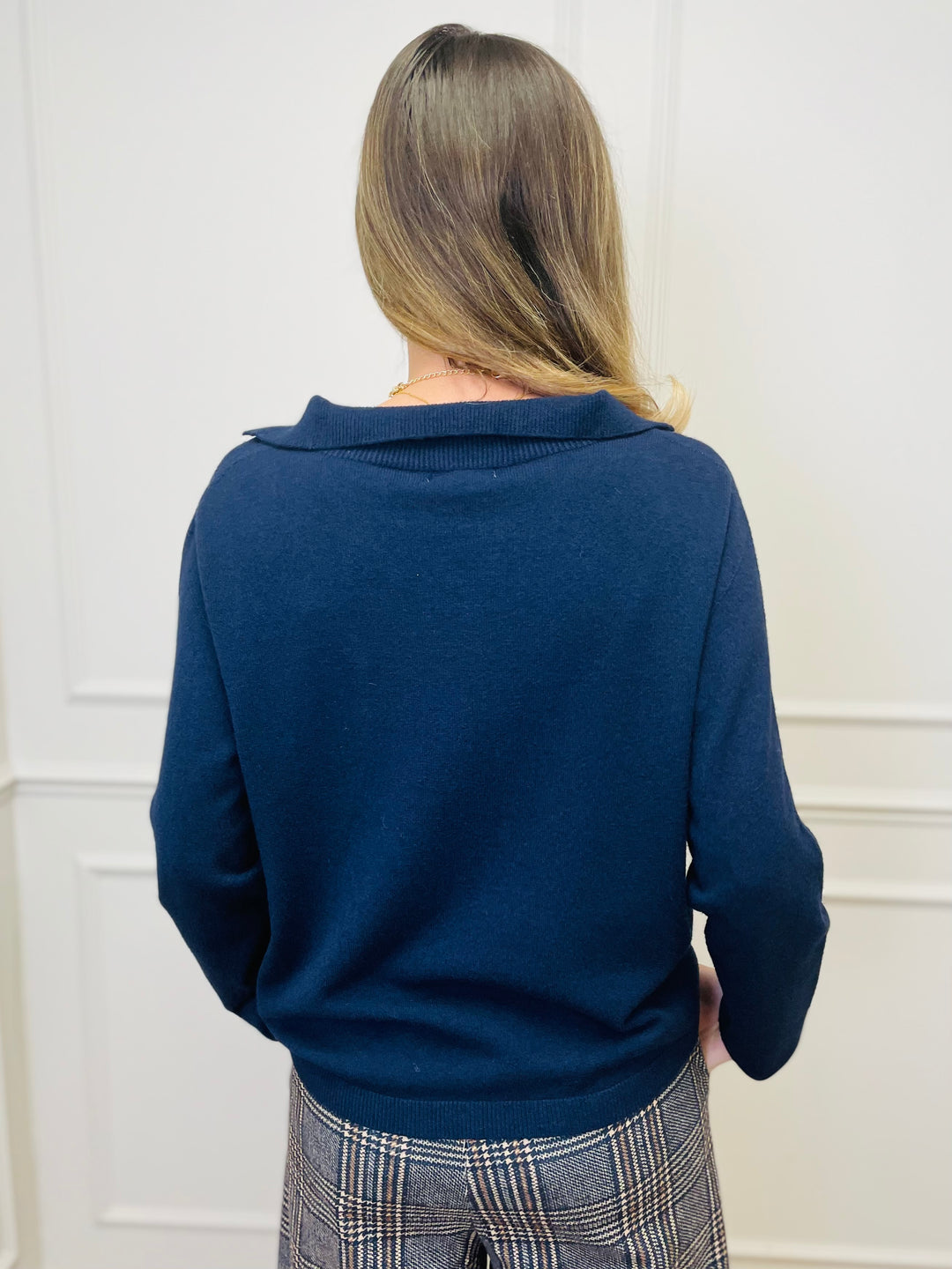 "NIKO" LUXURY Fine Knit Jumper-Navy