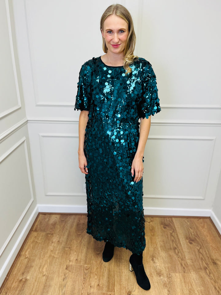 "ROSALIE" Sequin Dress-Green