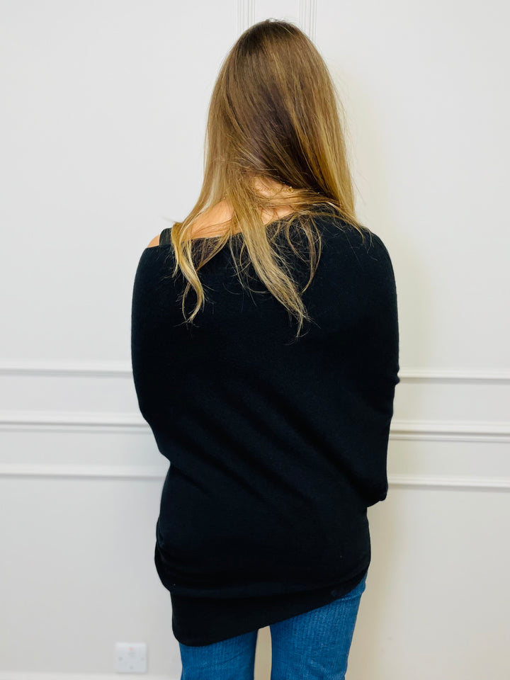 "BELLA" Asymmetric Jumper-Black