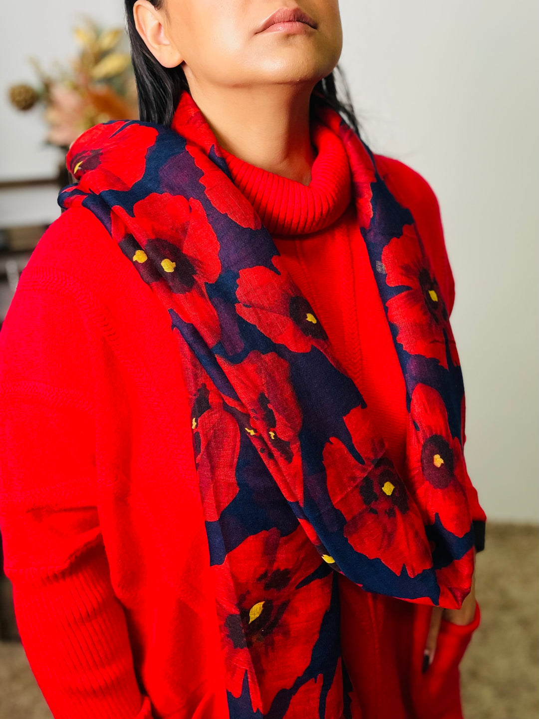 No.64 Poppy Scarf-Navy & Red